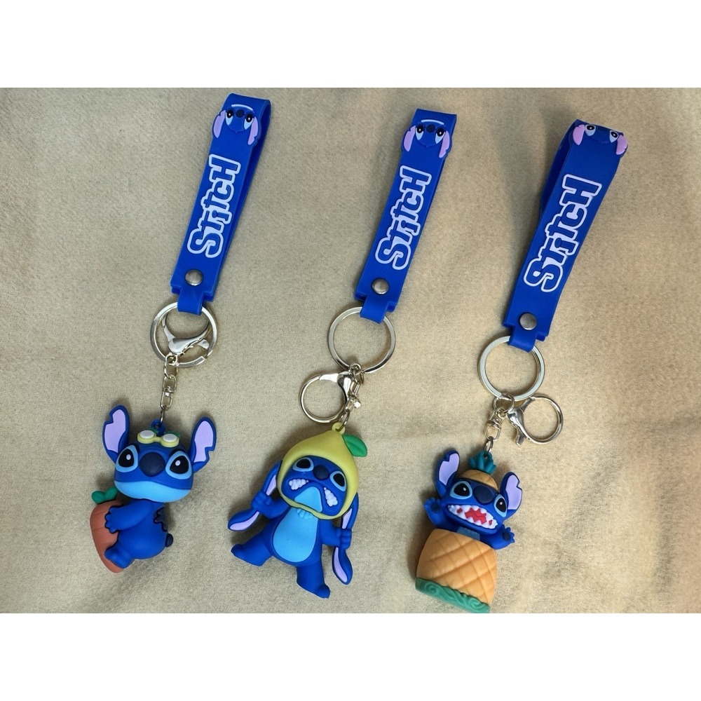 3 NEW Keychains Lilo and Stitch featuring Stitch Keychain With lanyards